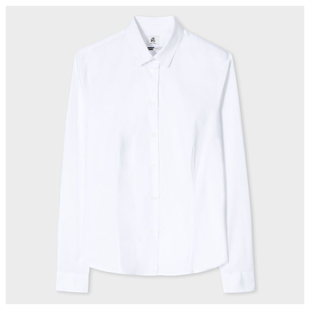 Women's White Cotton Shirt With 'Dancing Dice' Cuff Linings