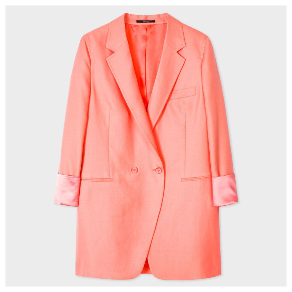 Women's Relaxed-Fit Pink Wool-Linen Blazer