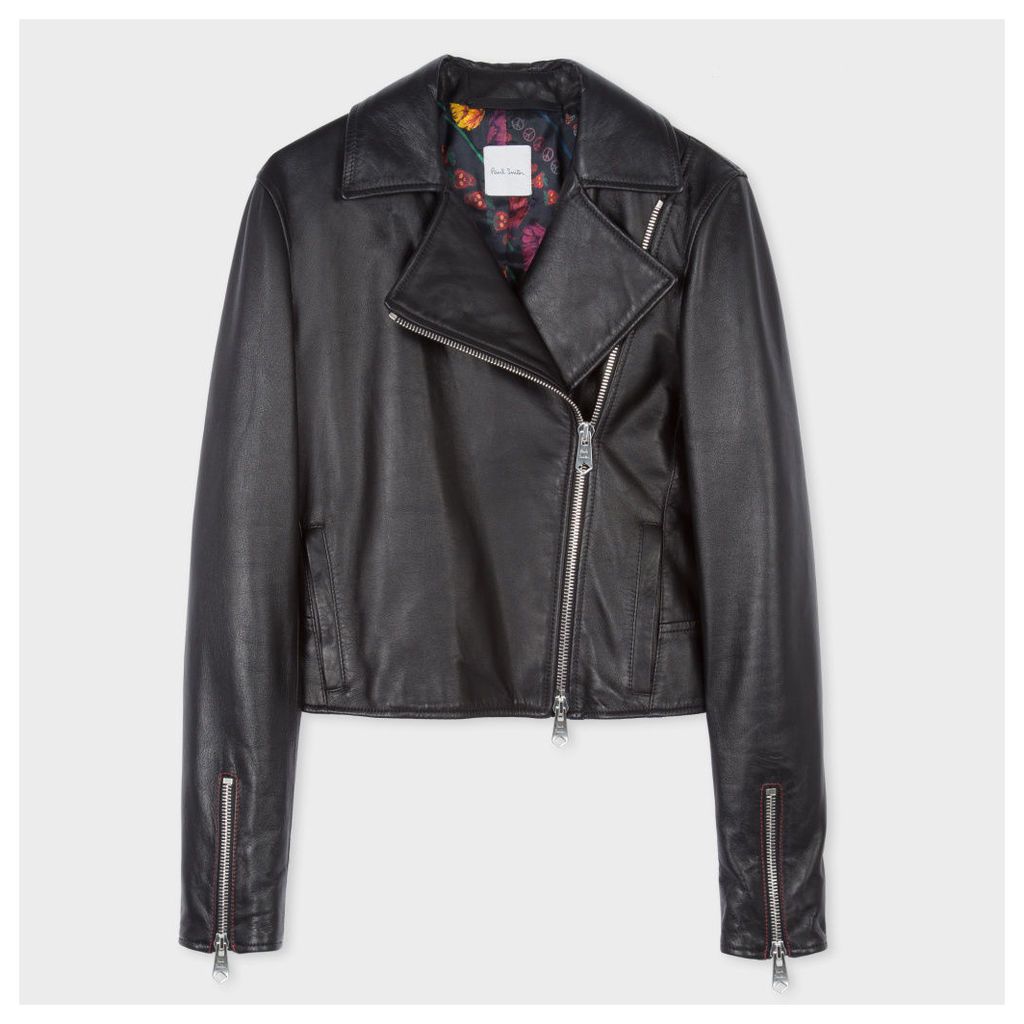 Women's Black Lamb Leather Biker Jacket