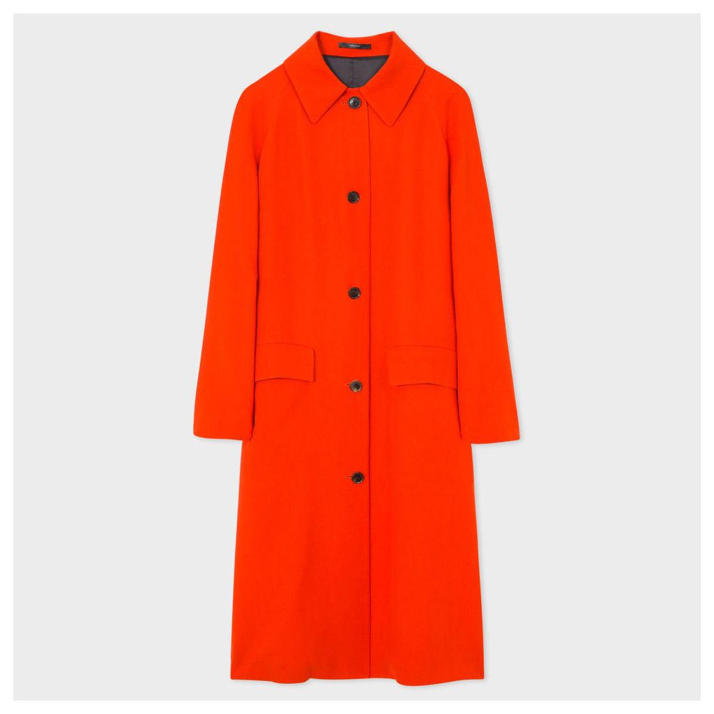 Women's Burnt Red Wool-Viscose Twill Coat