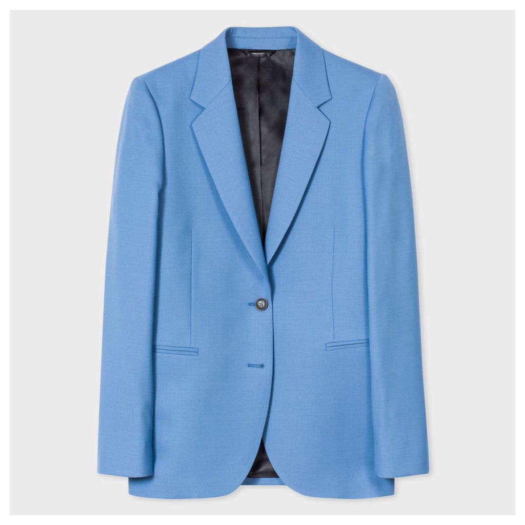 A Suit To Travel In - Women's Cornflower Blue Two-Button Wool Blazer