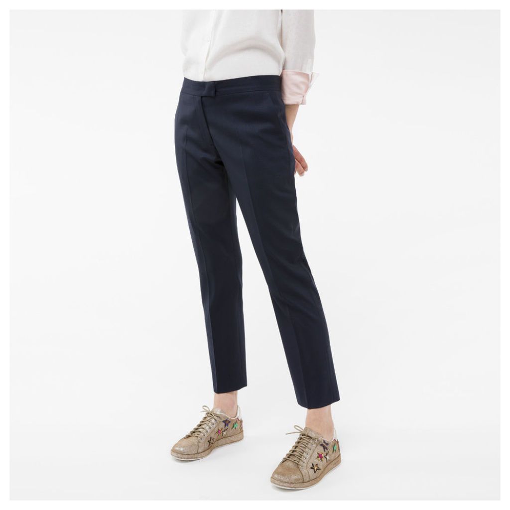 Women's Slim-Fit Navy Wool Trousers