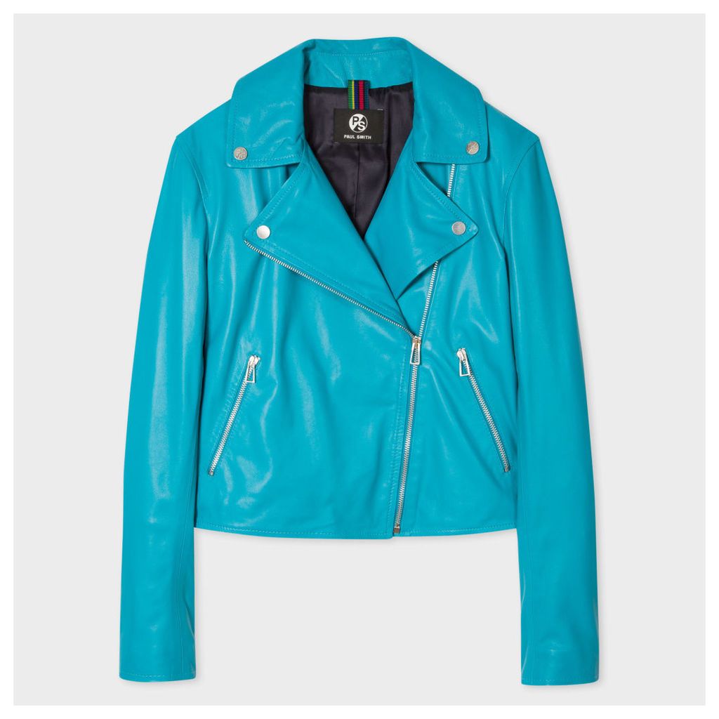 Women's Turquoise Leather Biker Jacket