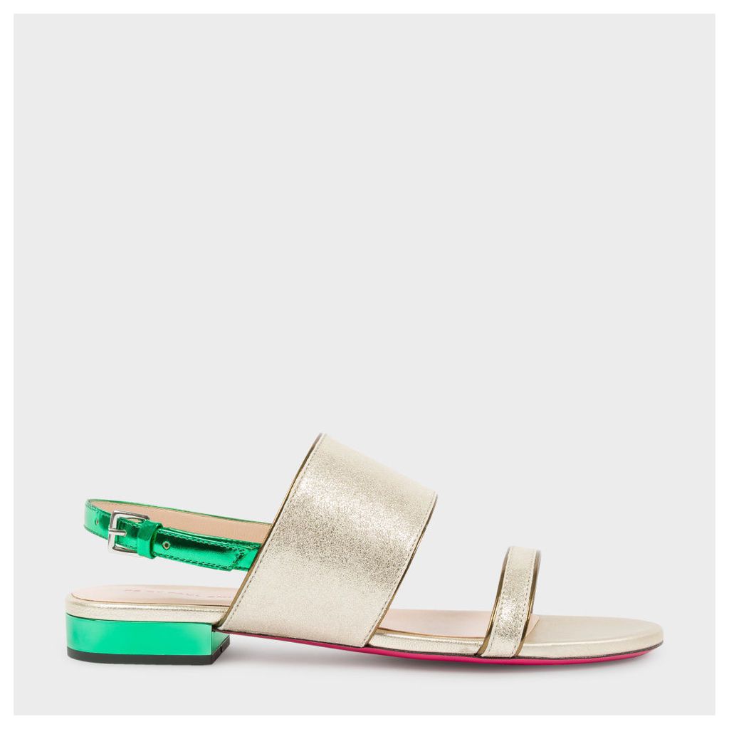 Women's Metallic Gold And Green Leather 'Cleo' Sandals