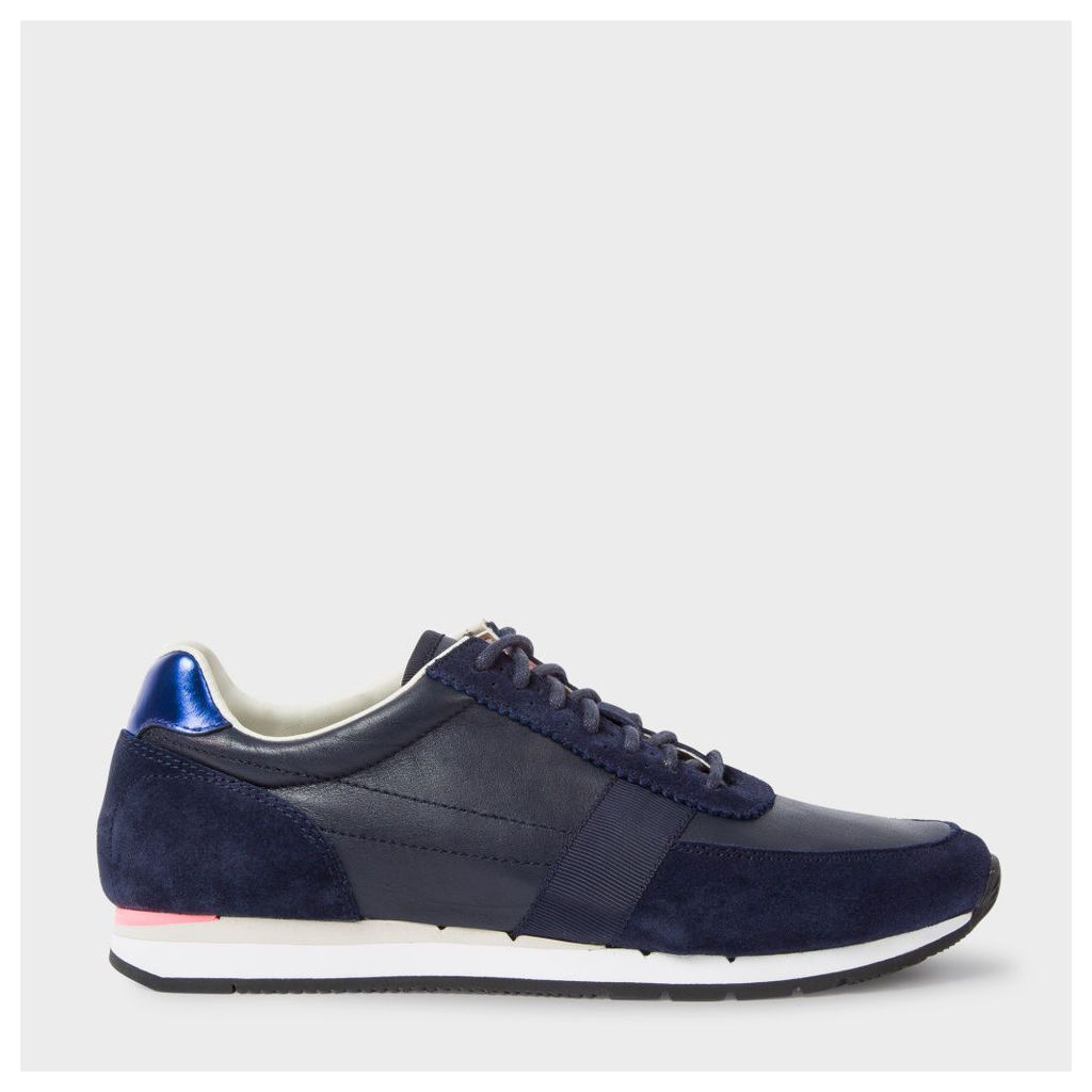 Women's Navy Leather And Suede 'Moogg' Trainers