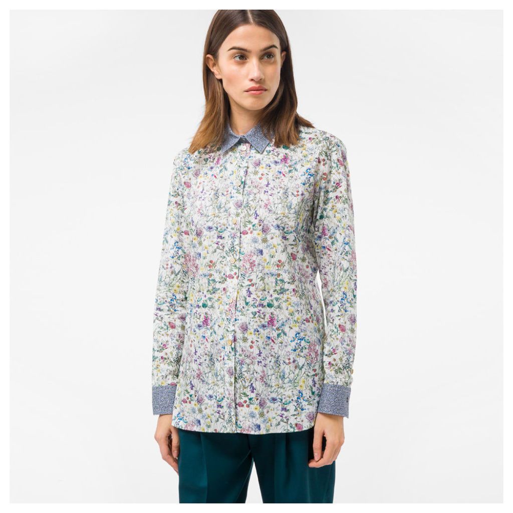 Women's Floral Cotton Shirt With 'Bee' Cuff Linings