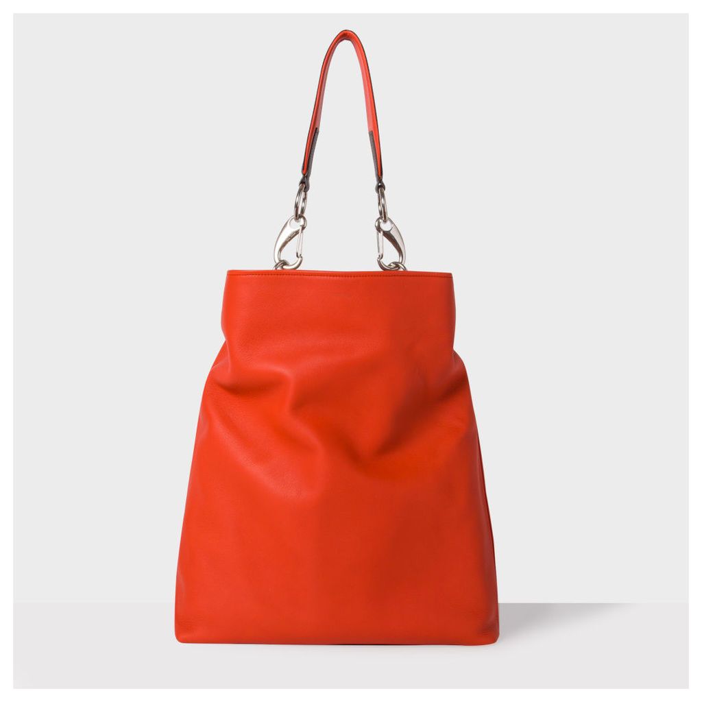 Women's Large Burnt Orange Leather Shopper Bag With 'Artist Stripe' Strap