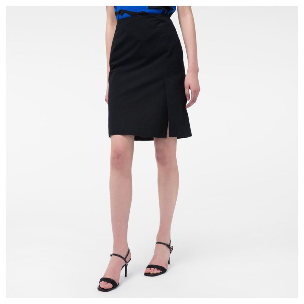Women's Black Textured Cotton-Blend Skirt