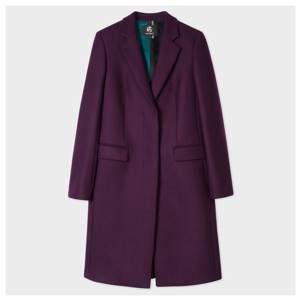 Women's Purple Wool-Cashmere Epsom Coat