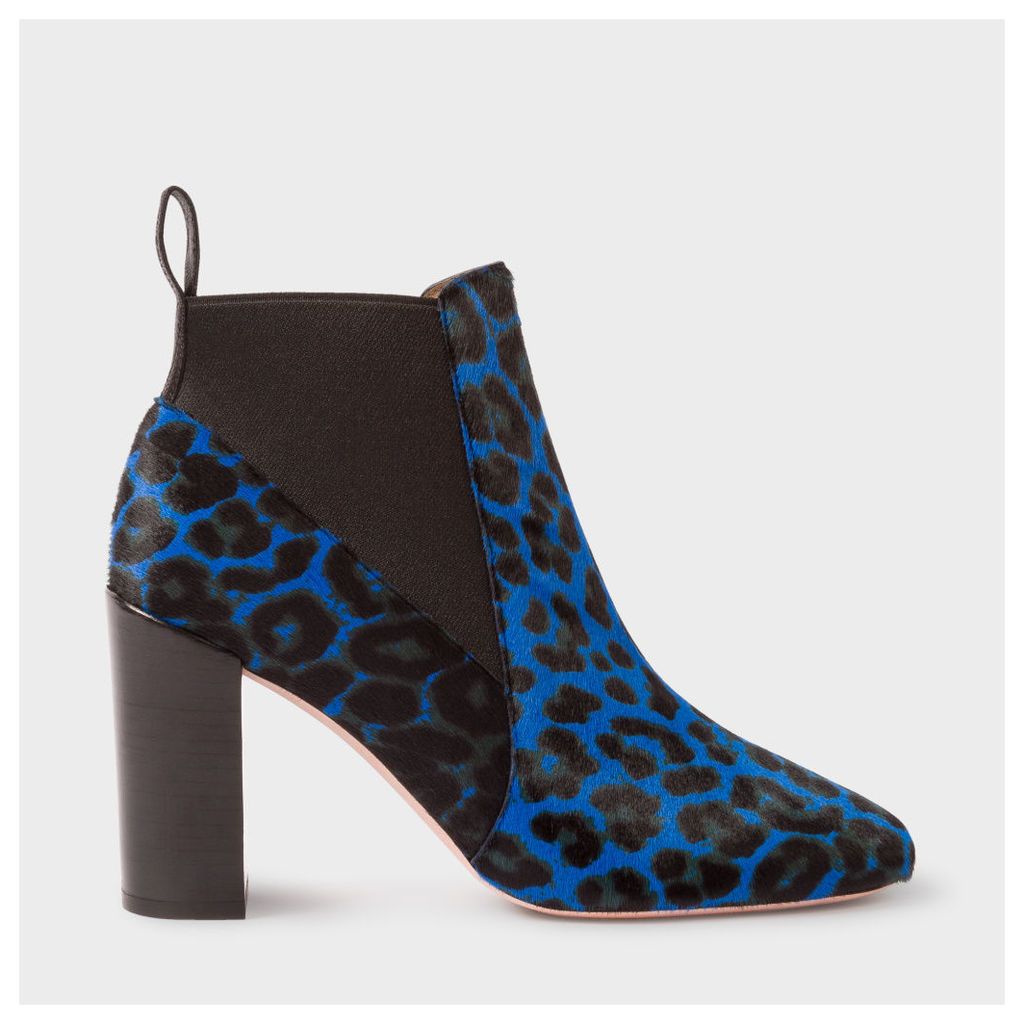 Women's Blue Leopard Print Calf Hair 'Shawna' Boots