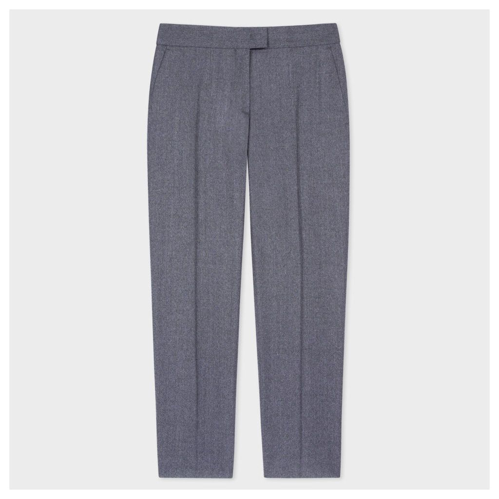 Women's Slim-Fit Mottled Grey Wool-Flannel Trousers