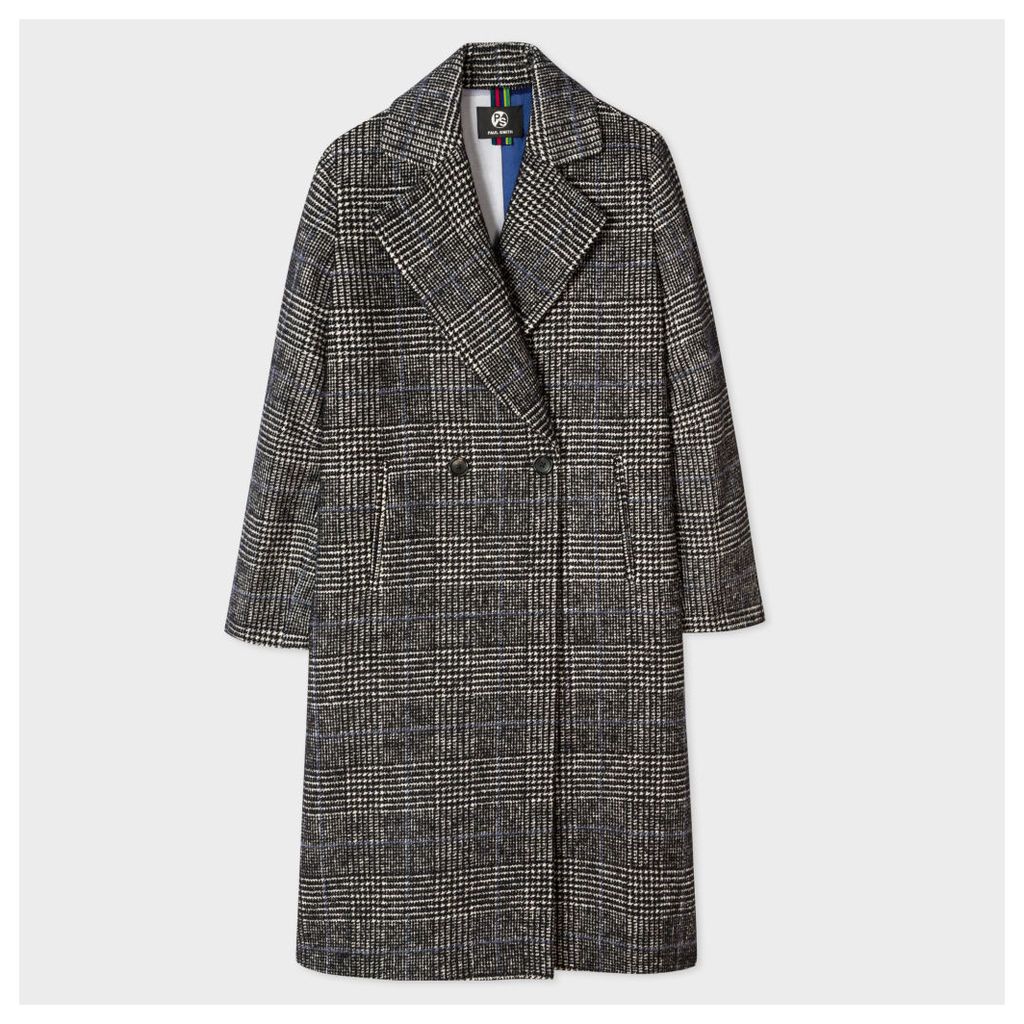 Women's Puppytooth-Check Wool-Cotton Cocoon Coat