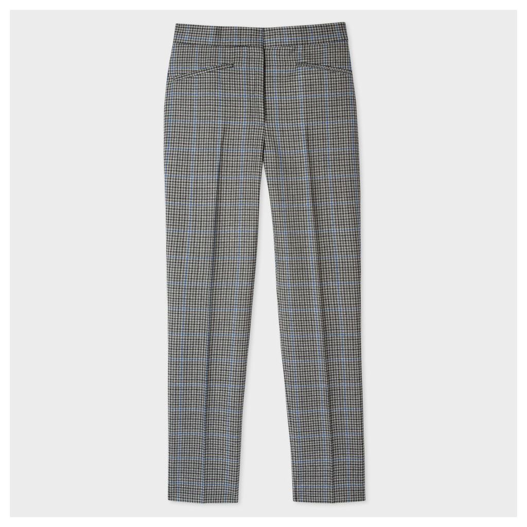 Women's Slim-Fit Puppytooth-Check Wool Trousers