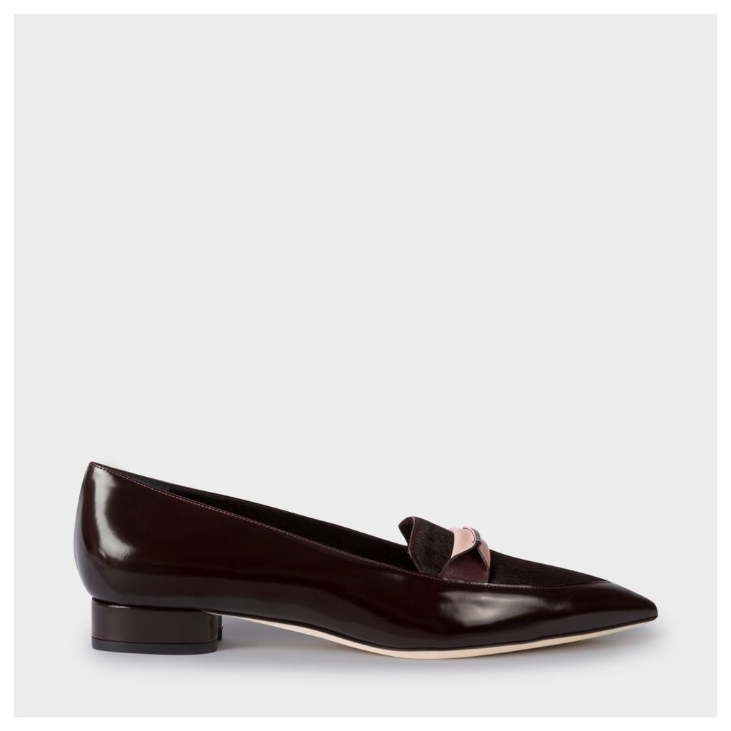 Women's Bordeaux Leather And Calf Hair 'Bree' Loafers