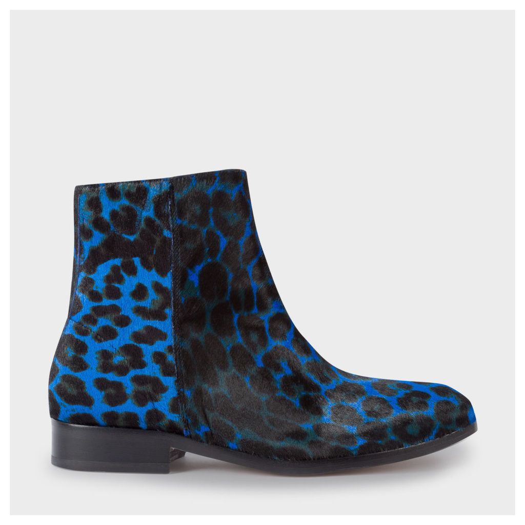 Women's Blue Leopard Print Calf Hair 'Brooklyn' Boots