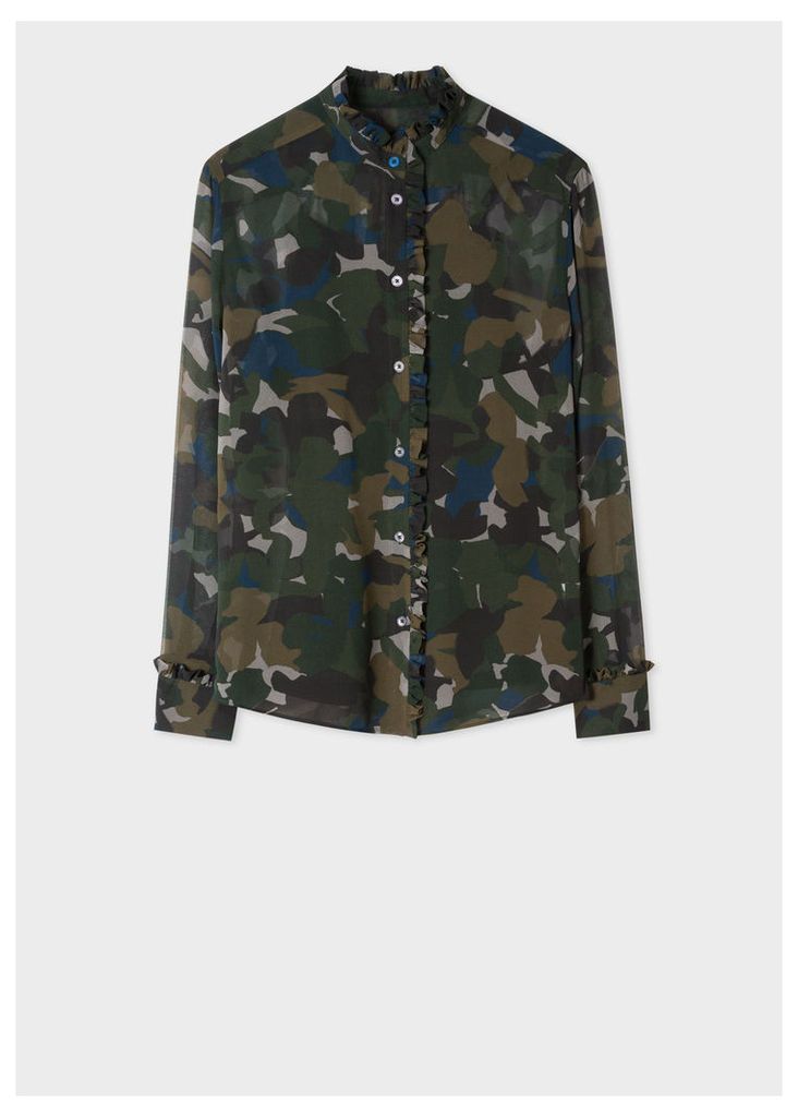 Women's Dark Navy Camouflage Print Shirt