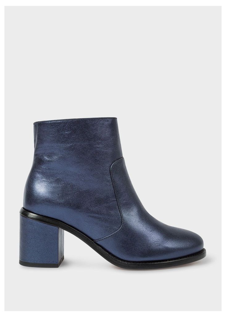 Women's Metallic Navy Leather 'Luna' Boots