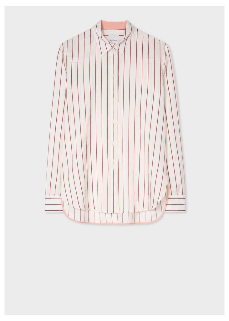 Women's Burgundy Stripe Silk Shirt