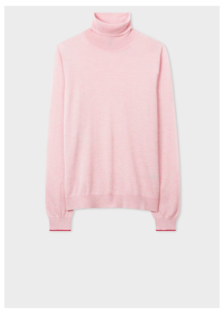 Women's Light Pink Wool Roll-Neck Sweater