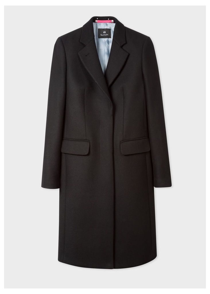 Women's Black Wool And Cashmere-Blend Epsom Coat