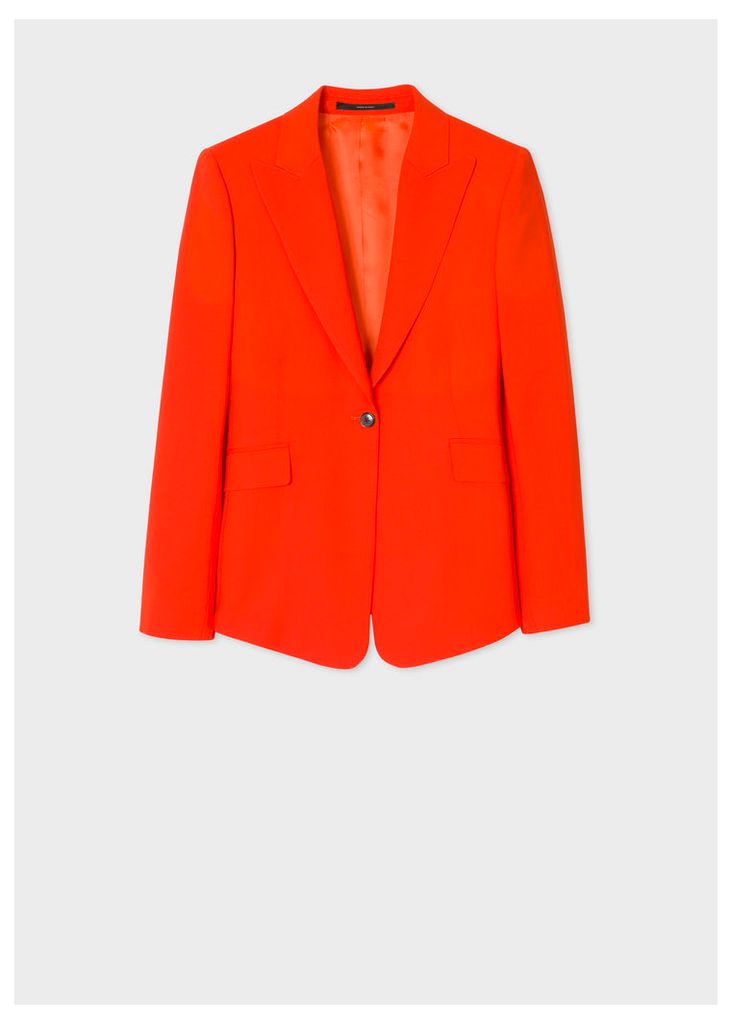 Women's Slim-Fit Orange One-Button Wool Blazer