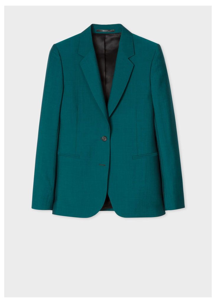 A Suit To Travel In - Women's Dark Teal Two-Button Wool-Mohair Blazer