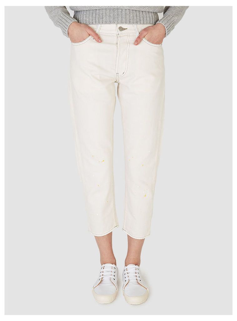 YMC Paint Flicked Cropped Jeans Ecru Womenswear
