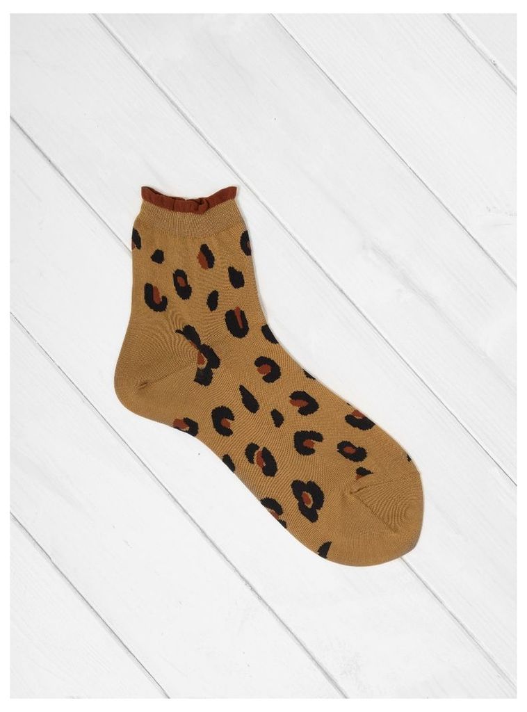 Cheetah Short Crew Sock Caramel