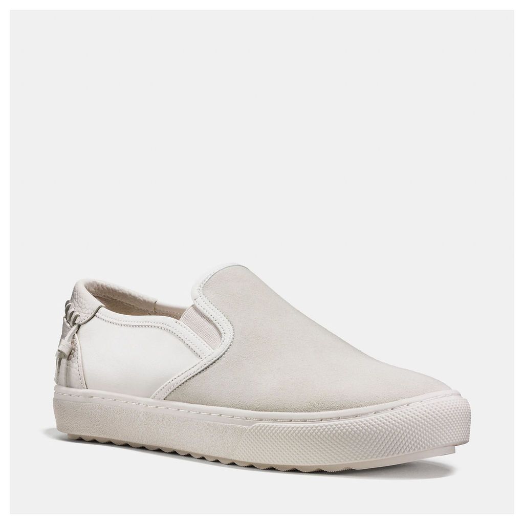 Coach C115 Leather And Suede Slip On Sneaker