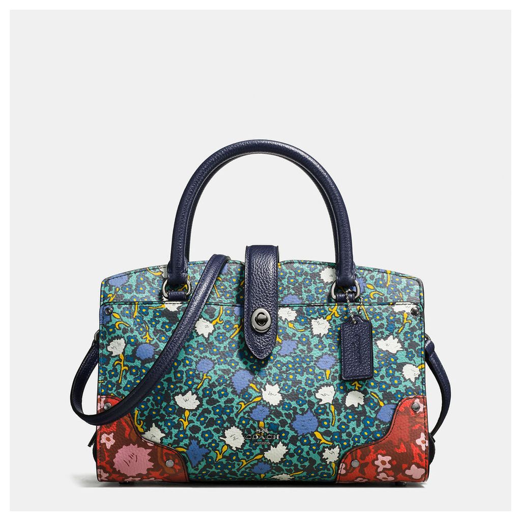 Coach Mercer Satchel 24 In Multi Floral Print Polished Pebble Leather