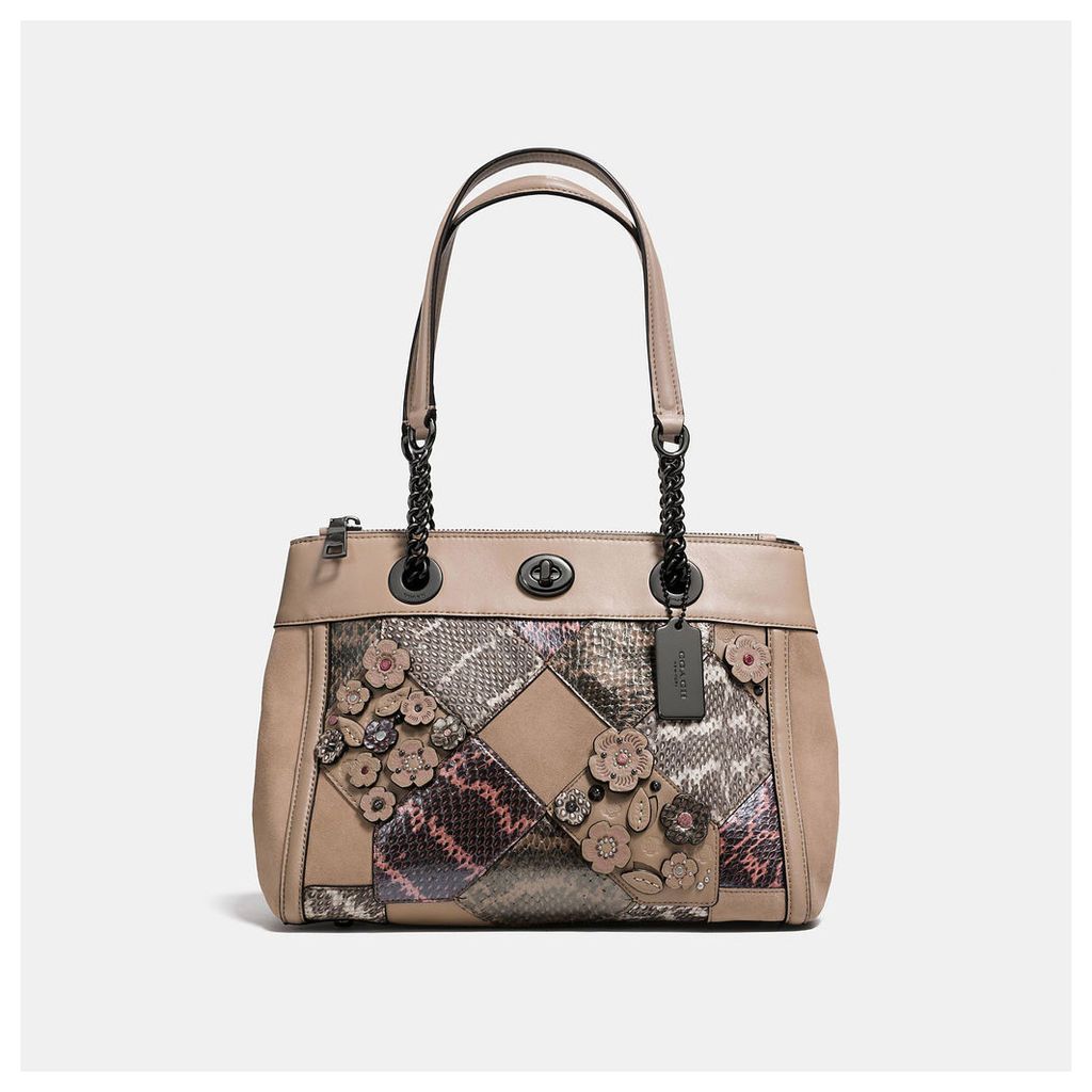 Coach Turnlock Edie Carryall With Patchwork Snakeskin