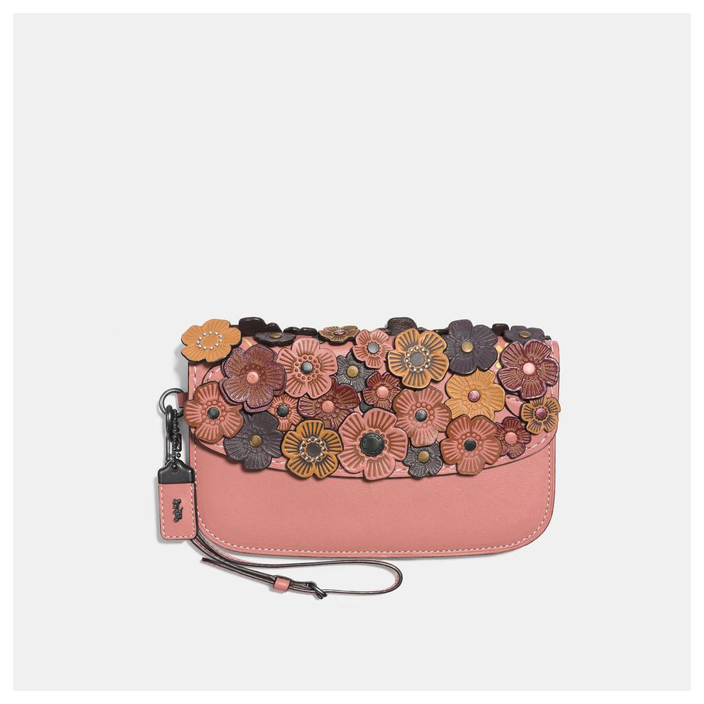 Coach Small Clutch In Glovetanned Leather With Tea Rose