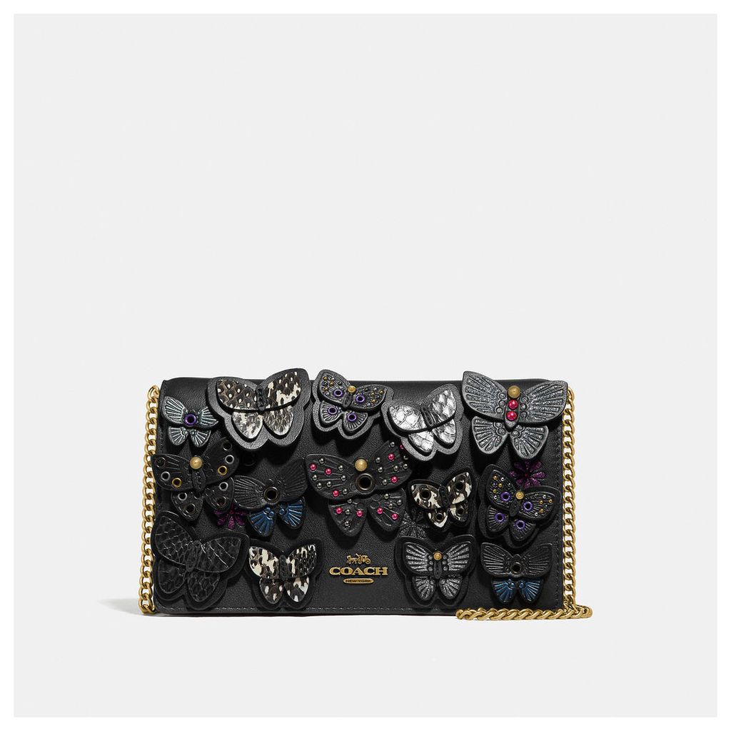 Coach Callie Foldover Chain Clutch With Butterfly Applique
