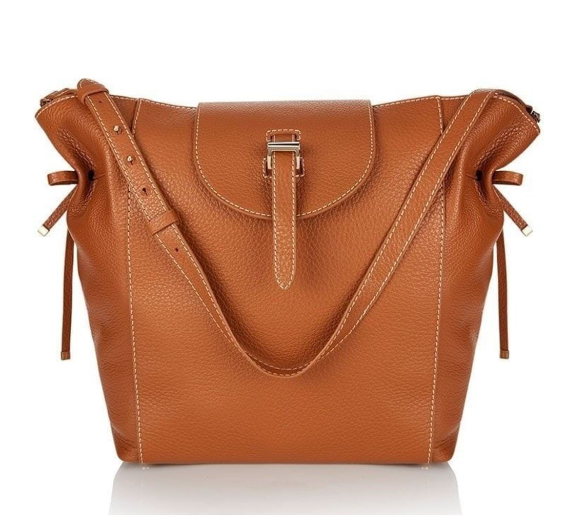 Fleming Tote Bag Tan with Contrast Stitching