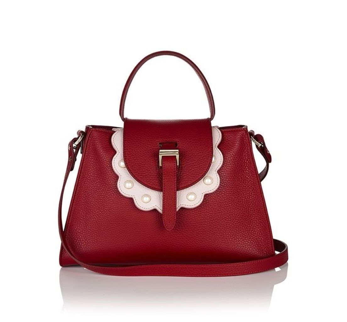 Flavia Tote Bag Red with Pearls