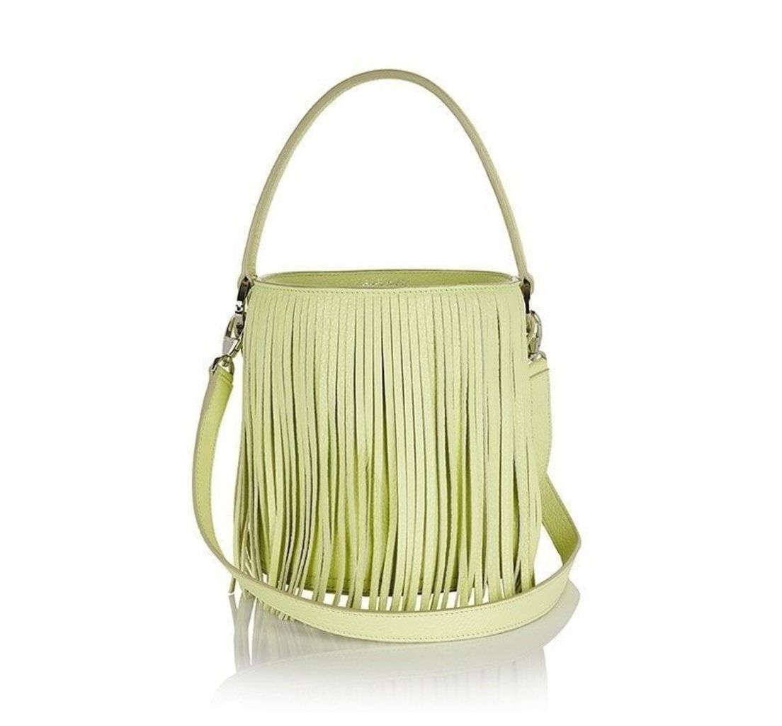 Santina Mini Bucket Bag Lime Fringe