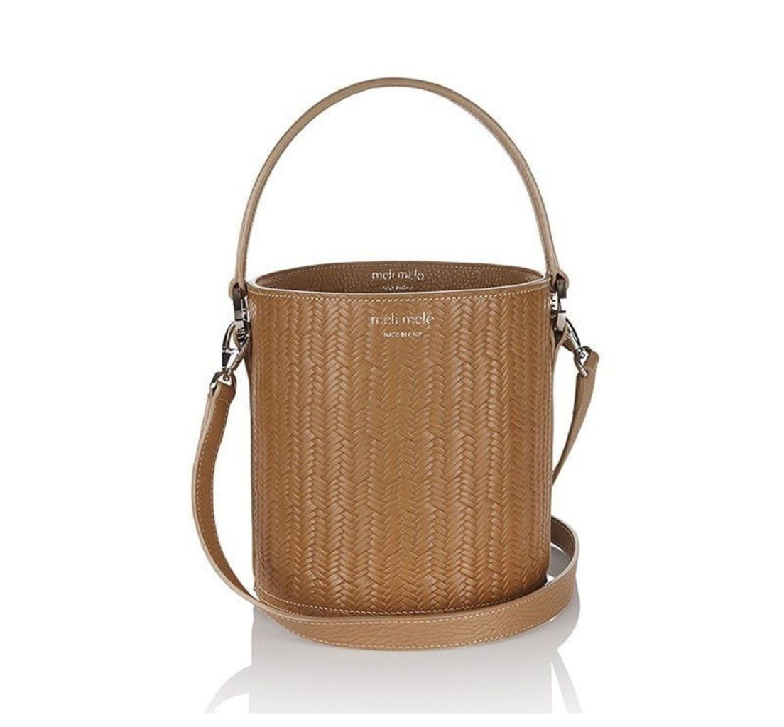 Santina Mini Bucket Bag Light Tan Woven