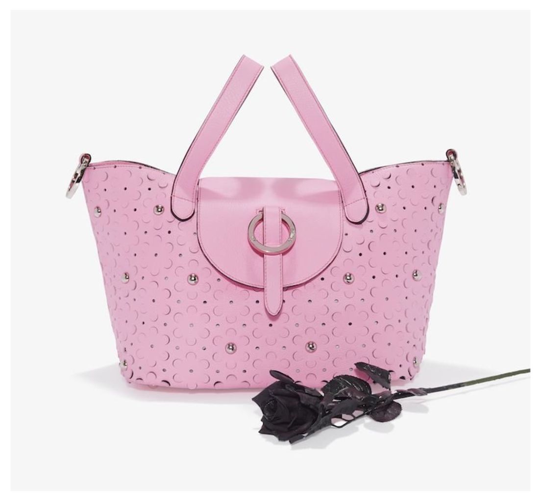 Meli Melo Rose Thela Medium Tote Bag Peony Pink Daisy Laser