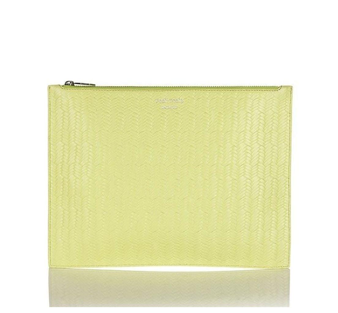 Thela Oversized Clutch Lime Woven