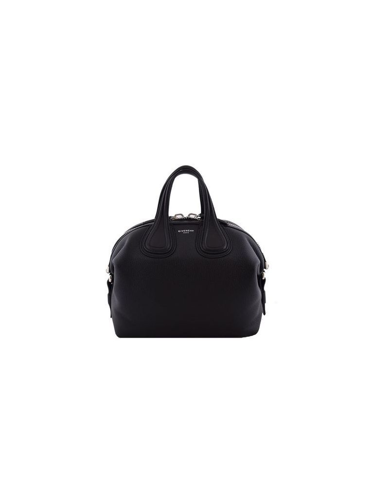 Small Nightingale Tote From Givenchy: Black Small Nightingale Tote With Top Zip Closure, Top Handles, Detachable And Adjustable Shoulder Strap, Silver