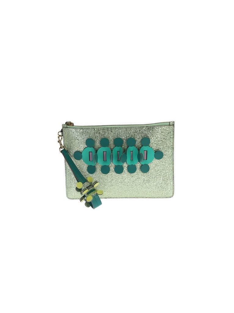 Green Glitter Leather Apex Pouch