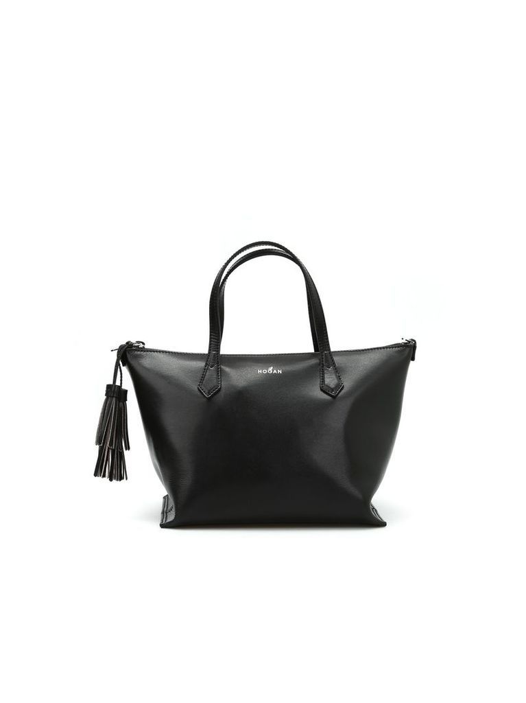 Leather Top Zip Small Tote