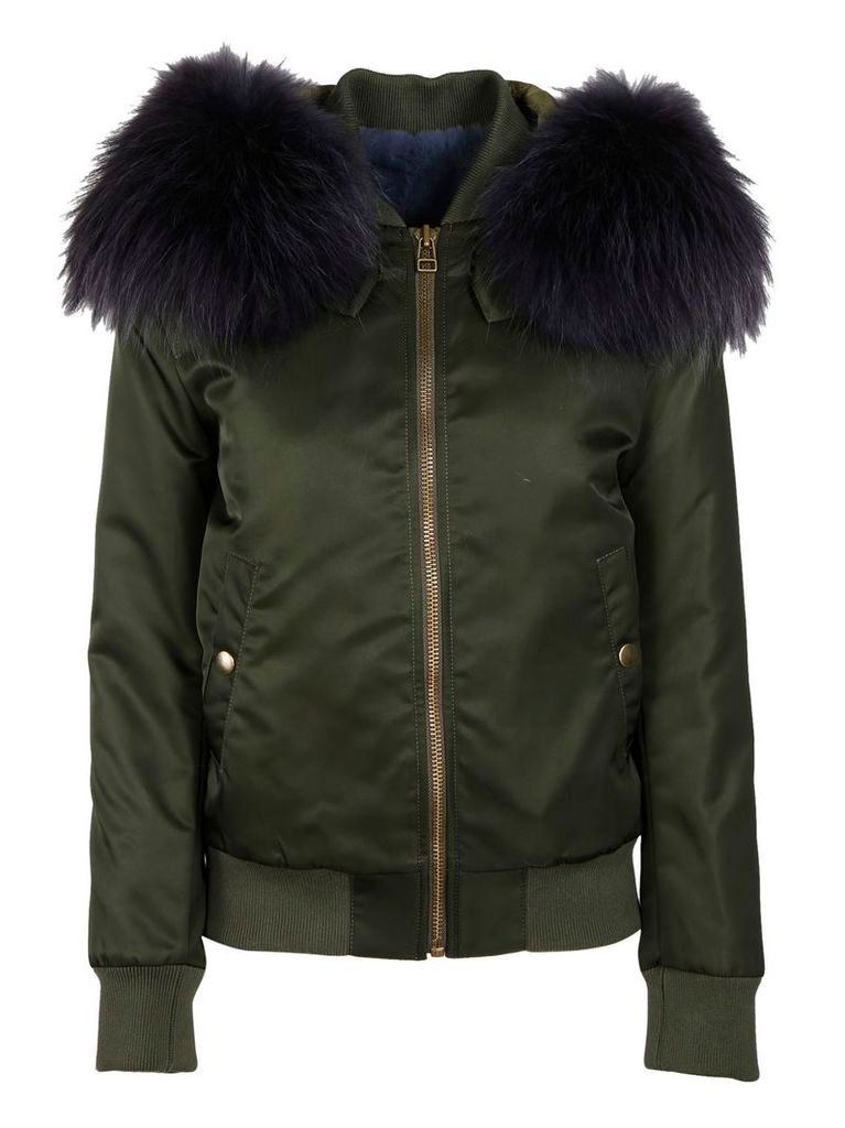 Mr & Mrs Italy Fur Hood Bomber Jacket