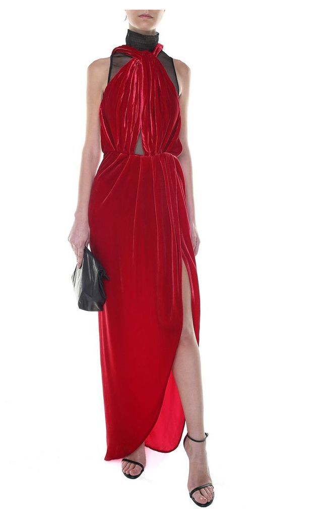 Vatanika Design Backless Silk-velvet Long Dress