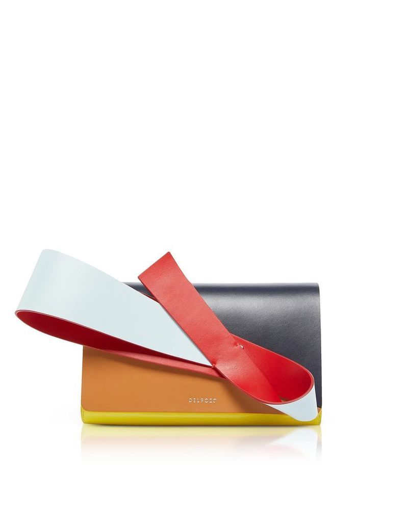 Delpozo Color Block Patent & Smooth Leather Orchid Clutch