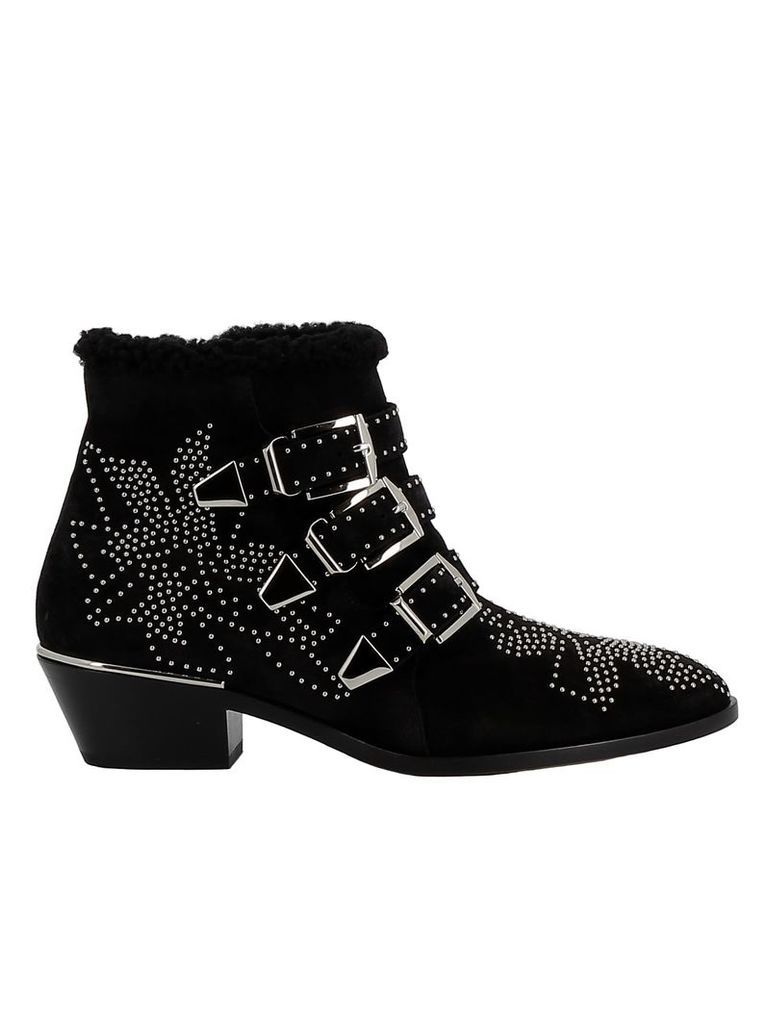 Chloe' Black Suede Ankle Boots