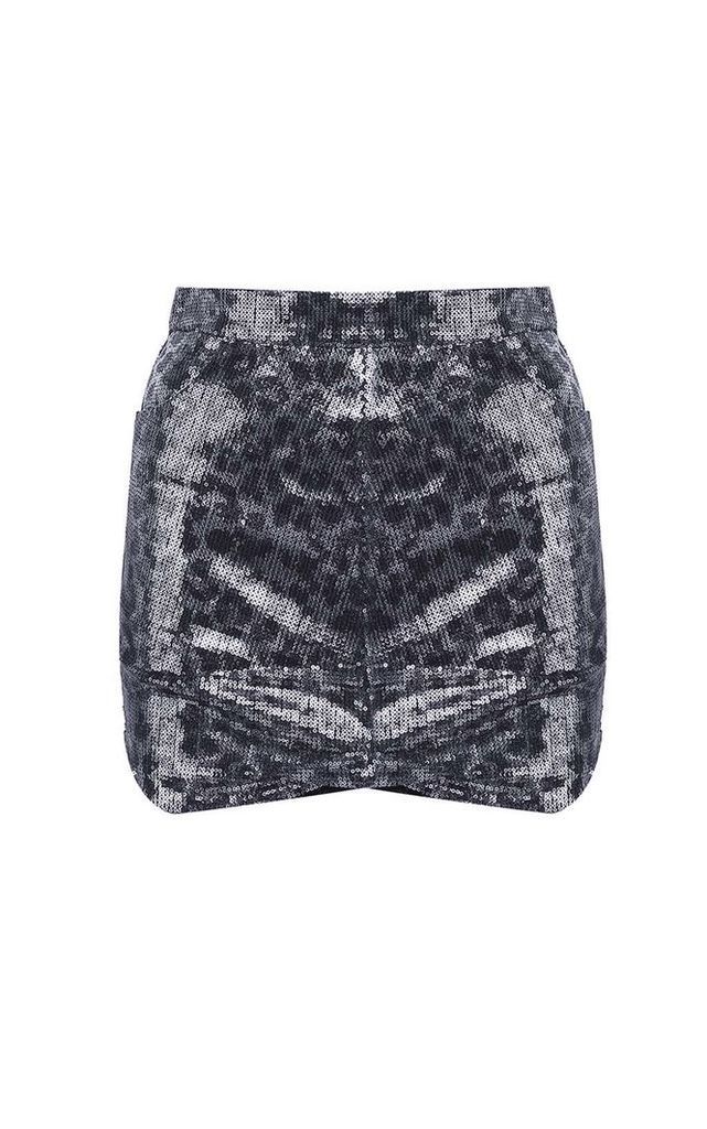 MSGM Leopard-print Sequinned Mini Skirt