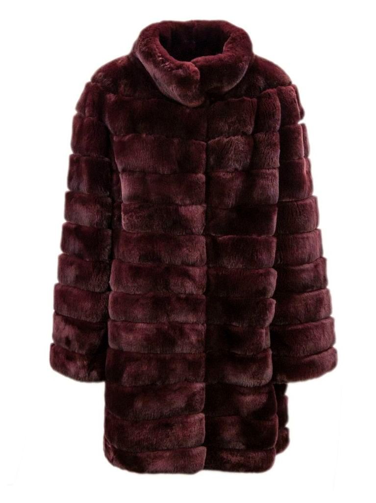 Yves Salomon Bordeaux Rabbit-fur Coat.