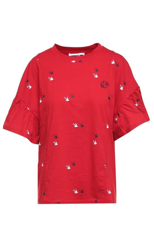McQ Alexander McQueen Deco Swallow Cotton-jersey Babydoll T-shirt