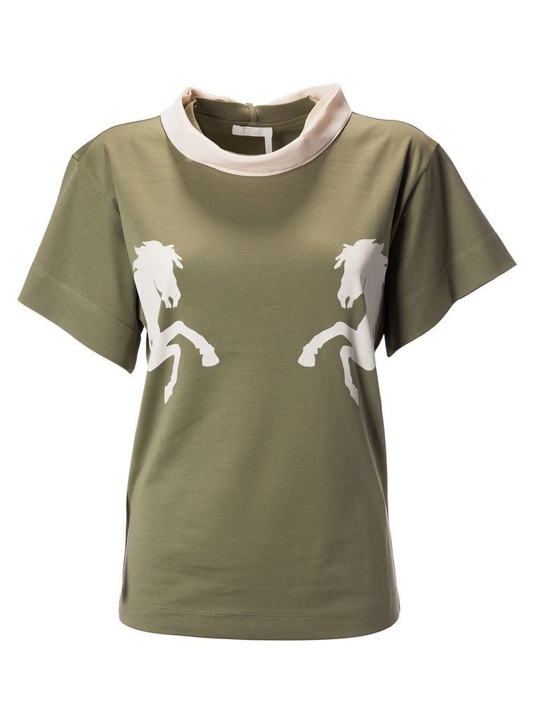 ChloÃ© Tie Detailed Horse Print T-shirt